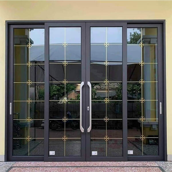 Cửa lùa 4 cánh kết hợp vách kính cố định