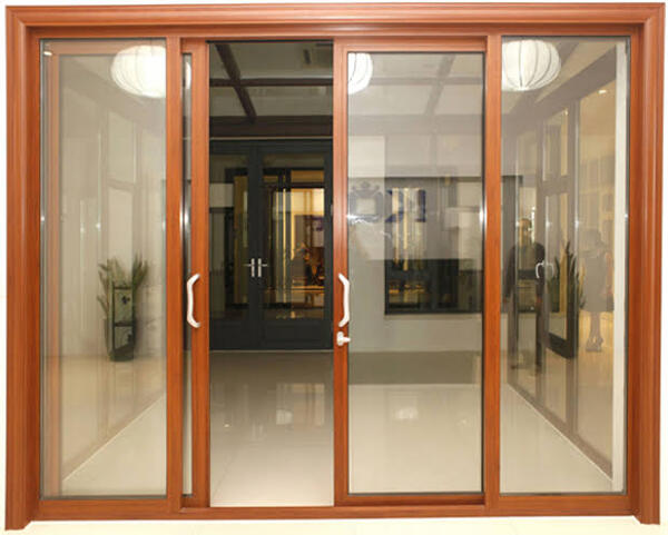 Mẫu cửa lùa 4 cánh vân gỗ cao cấp